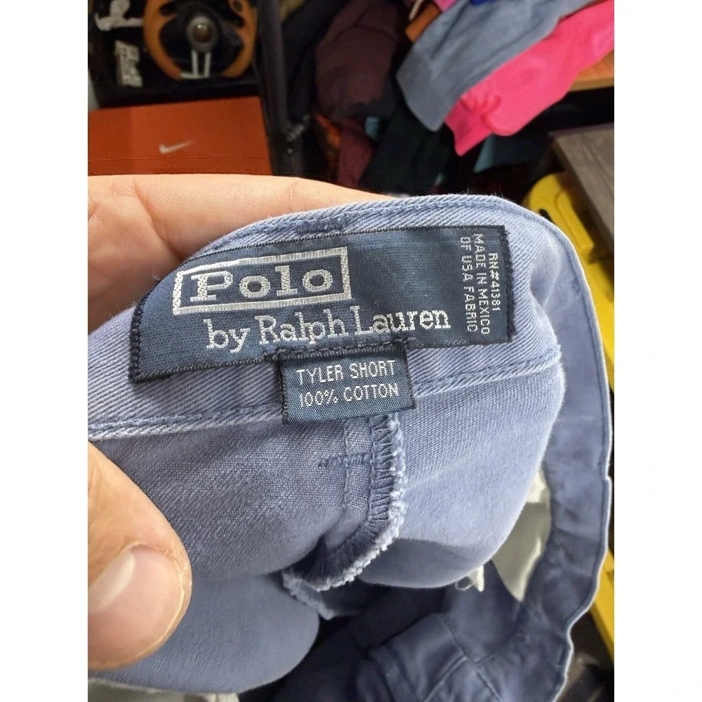 Vintage Polo Ralph Lauren Tyler Shorts Mens 38 (36?) Blue Pleated Classic Chino
